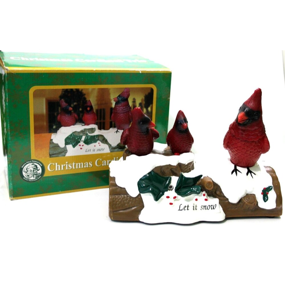 Christmas Red Cardinal Trio Musical Animated Singing Birds Let it Snow Holiday